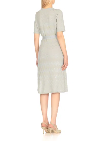 D Exterior D.exterior Zigzag Belted Dress In Gray