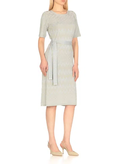 D Exterior D.exterior Zigzag Belted Dress In Gray