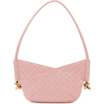 Bottega Veneta Mini Solstice Intrecciato Leather Hobo Bag In 6858 Rose-muse Brass