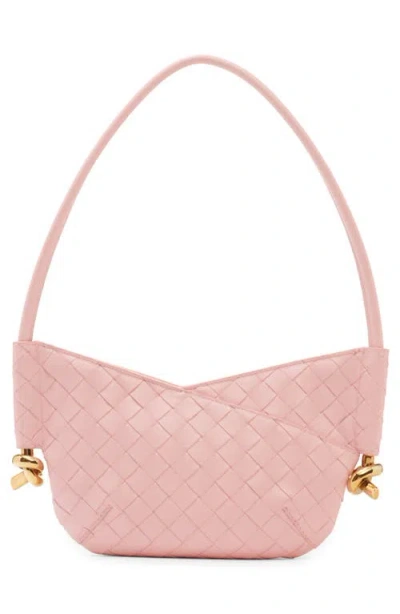 Bottega Veneta Mini Solstice Intrecciato Leather Hobo Bag In 6858 Rose-muse Brass