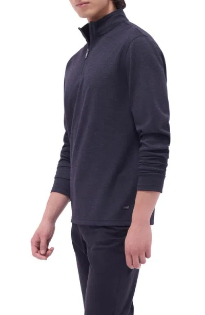 Bugatchi Quarter Zip Performance Pullover In Black