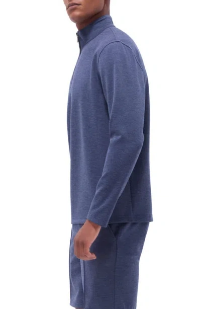 Bugatchi Quarter Zip Performance Pullover In Blue