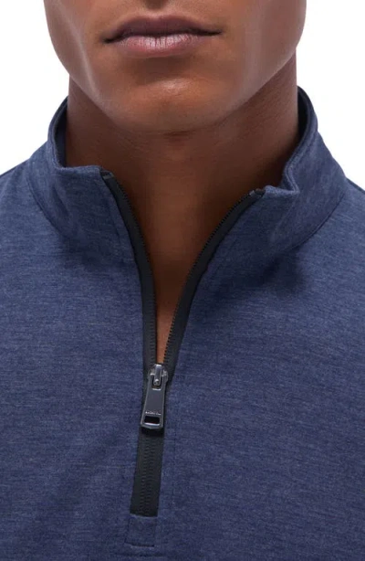 Bugatchi Quarter Zip Performance Pullover In Blue