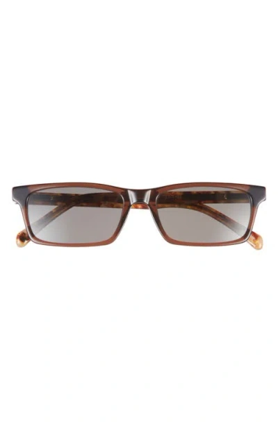 Eyebobs Number Cruncher 53mm Polarized Rectangular Sunglasses In Hickory Brown Crystal