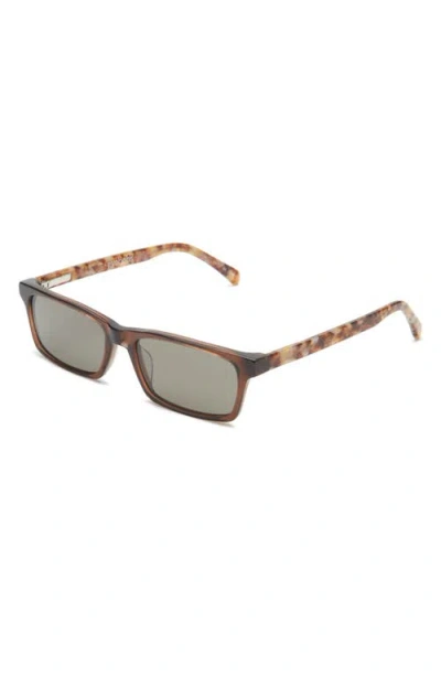 Eyebobs Number Cruncher 53mm Polarized Rectangular Sunglasses In Hickory Brown Crystal