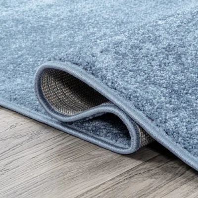 Jonathan Y Haze Solid Low-pile Oval Area Rug In Blue/lagoon
