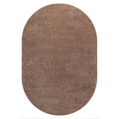 Jonathan Y Haze Solid Low-pile Oval Area Rug In Brown/taupe