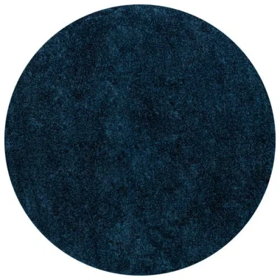 Jonathan Y Haze Solid Low-pile Round Area Rug In Sapphire/blue