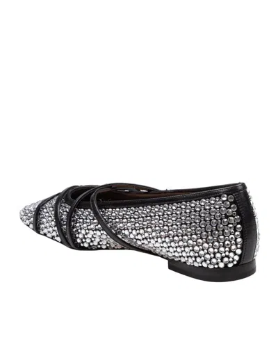 Mach&mach Crystal Net Square Toe Ballerinas With Straps 10mm By Mach In Black