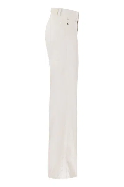 Shop 7 For All Mankind Lotta Linen - High Waist Flared Jeans In White