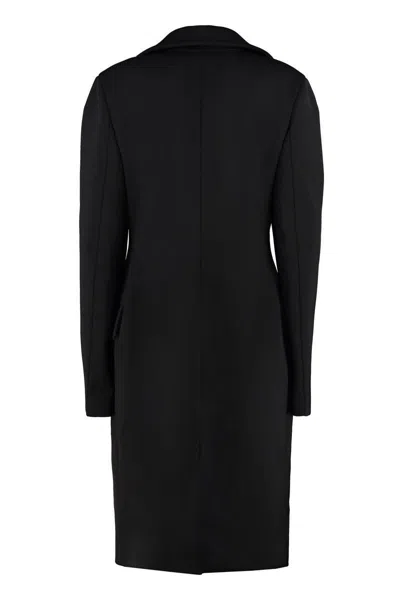 Bottega Veneta Double-breasted Wool Coat In Black