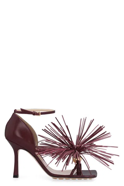 Bottega Veneta Maroon Leather Stretch Strap Heels In Red