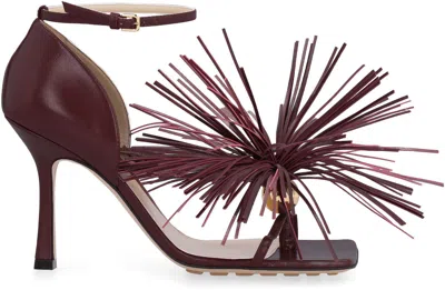 Bottega Veneta Maroon Leather Stretch Strap Heels In Red
