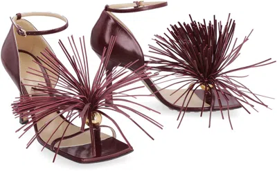 Bottega Veneta Maroon Leather Stretch Strap Heels In Red
