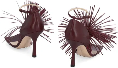 Bottega Veneta Maroon Leather Stretch Strap Heels In Red