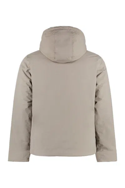 K-way Nylon Jacket With Hood And Drawstrings In Beige