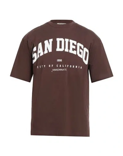 Hinnominate Man T-shirt Chocolate Brown Size M/l Cotton In Brown