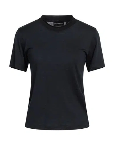 Emporio Armani Crew Neck Logo Cotton T-shirt In Blue