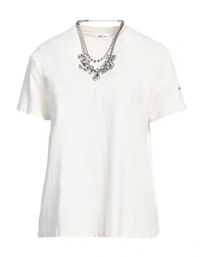 Replay Woman T-shirt Ivory Size S Cotton In White