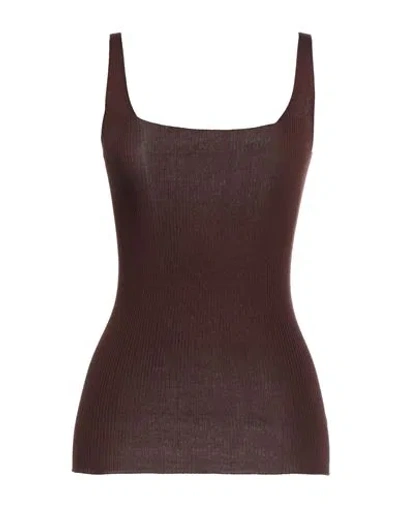 Fabiana Filippi Woman Top Chocolate Brown Size 8 Silk, Cotton In Brown
