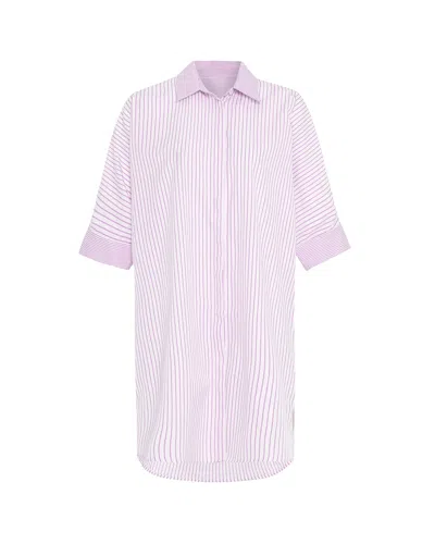 Theo The Label Echo Back Button Dolman Dress In Pink/purple