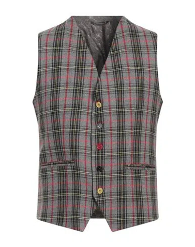 Daniele Alessandrini Man Tailored Vest Grey Size 38 Viscose, Wool, Polyamide, Elastane In Gray