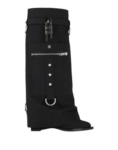 Givenchy Woman Boot Black Size 7 Cotton, Polyurethane In Black