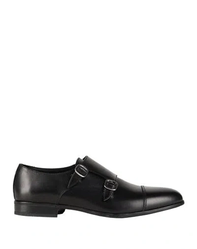 Doucal's Black Leather Monk Strap Shoes In Black