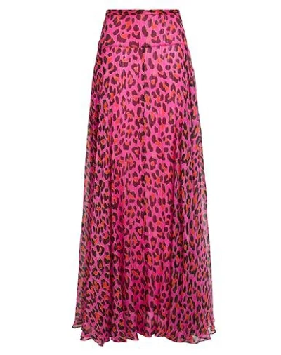 Pucci Woman Maxi Skirt Fuchsia Size 14 Silk, Polyester In Pink