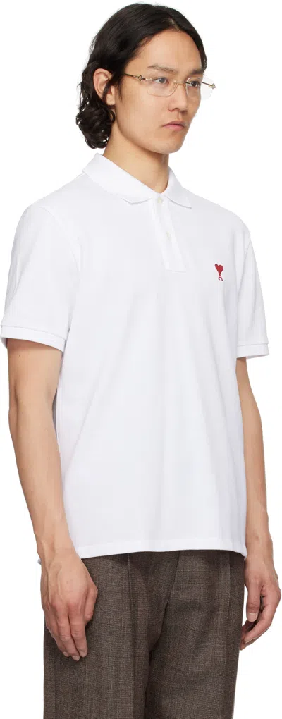 Ami Alexandre Mattiussi Organic Cotton Ami De Coeur Polo Shirt In White