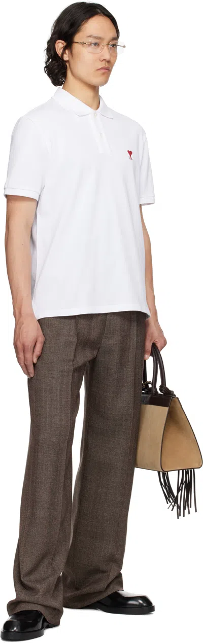 Ami Alexandre Mattiussi Organic Cotton Ami De Coeur Polo Shirt In White