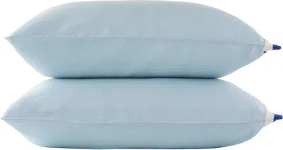 Bode Blue & White Seedling Stripe Pillowcase Set In Blue White