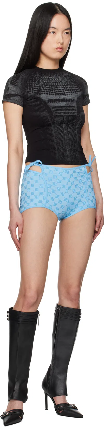 Misbhv Blue Monogram Coquette Shorts In Blue