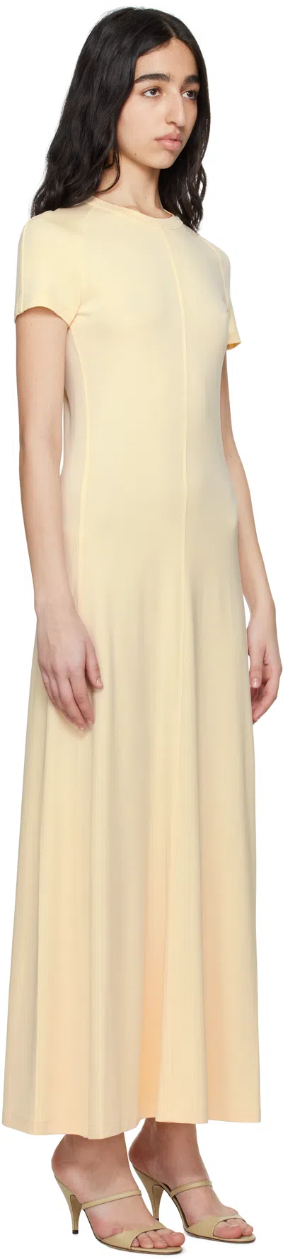 Totême Slouch Waist Short-sleeve Ankle Dress In Yellow