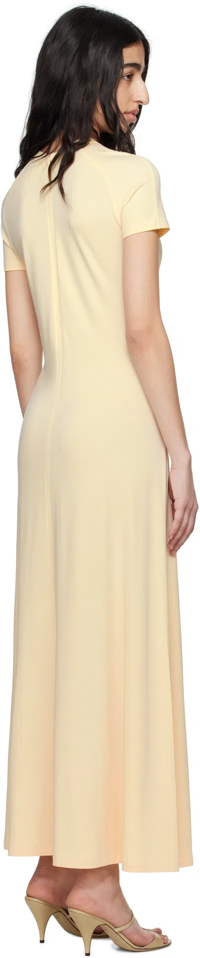 Totême Slouch Waist Short-sleeve Ankle Dress In Yellow