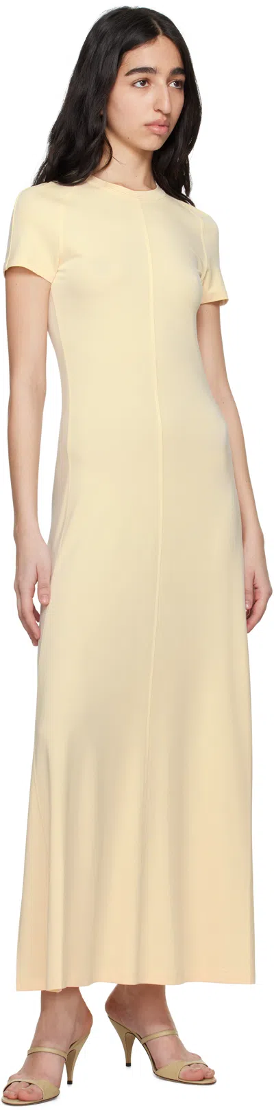 Totême Slouch Waist Short-sleeve Ankle Dress In Yellow