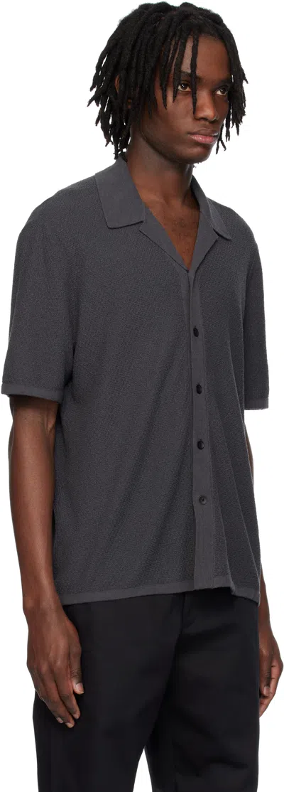 Rag & Bone Men's Zigzag Zuma Toweling Camp Shirt In Dark Grey