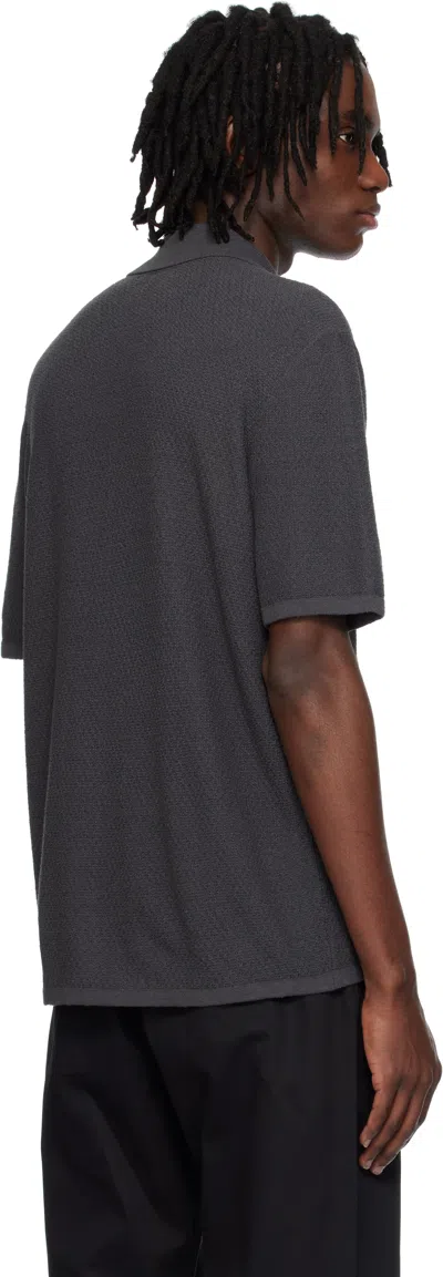 Rag & Bone Men's Zigzag Zuma Toweling Camp Shirt In Dark Grey