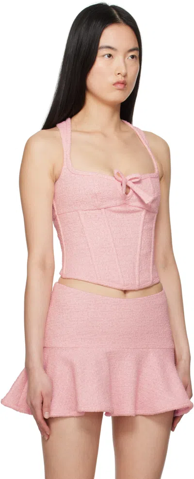 Misbhv Pink Paris Tweed Corset Top
