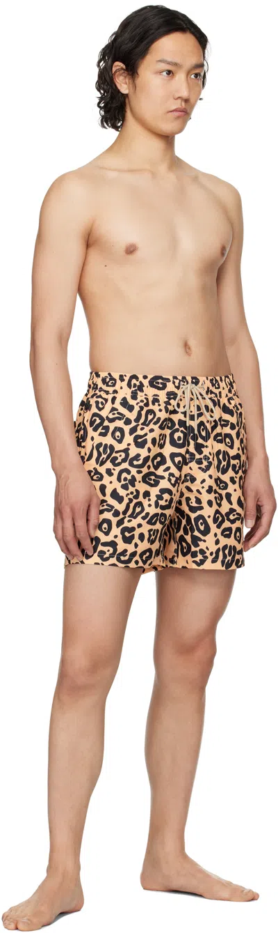 Oas Leo Swim Shorts In Leopard In Black