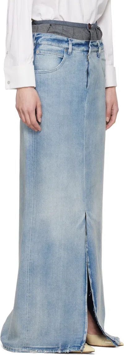 Maison Margiela Anonimity Of The Lining Long Denim Skirt In Blue