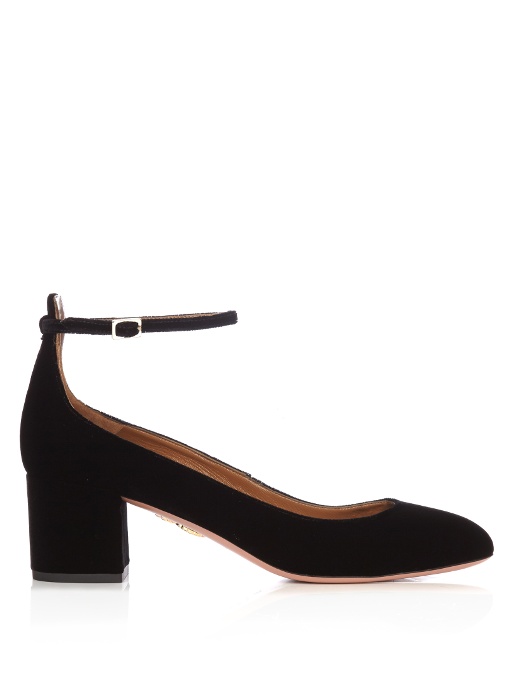 Aquazzura Sweet Thing Suede Block-heel Pumps In Black | ModeSens