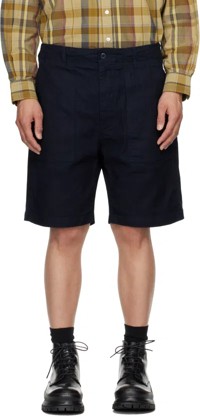 Engineered Garments Navy Fatigue Shorts In Zt217 A - Dk.navy Cl