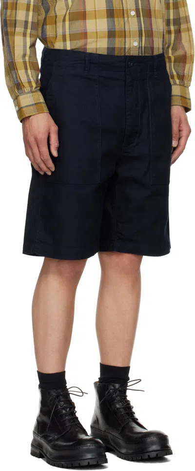 Engineered Garments Navy Fatigue Shorts In Zt217 A - Dk.navy Cl