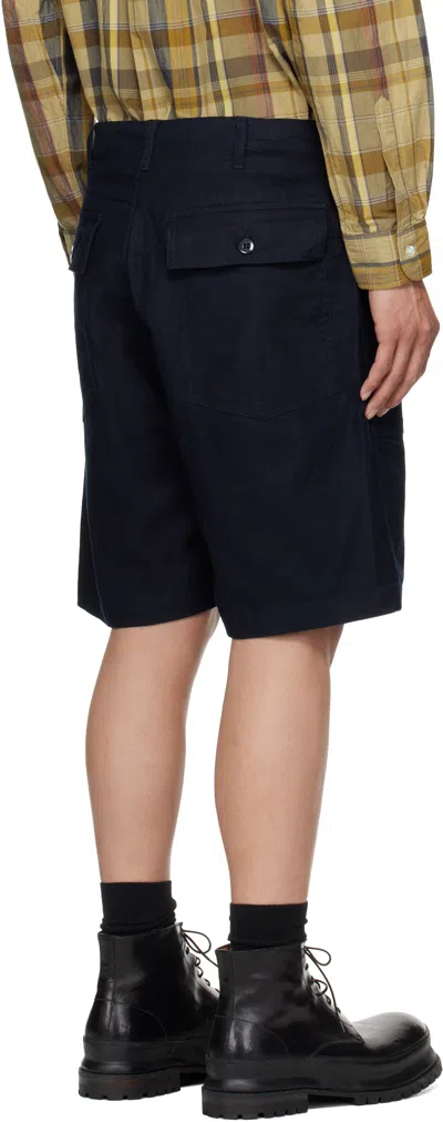 Engineered Garments Navy Fatigue Shorts In Zt217 A - Dk.navy Cl