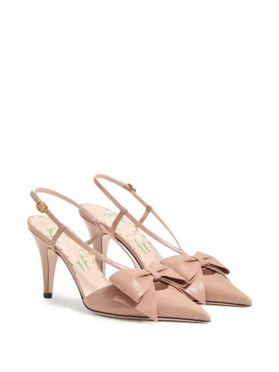 Valentino 'bowow' Slingback With Pointed Toe And Stiletto Heel In Pink
