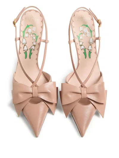 Valentino 'bowow' Slingback With Pointed Toe And Stiletto Heel In Pink
