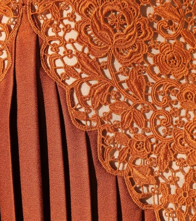 Shop Stella Mccartney Pleated Lace-panelled Dress