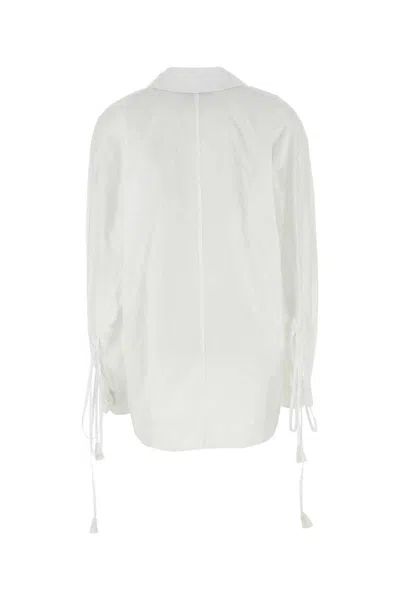 Gucci White Shirt With Pointed Collar With Tie Detail And Horsebit In Cotton Woman In White
