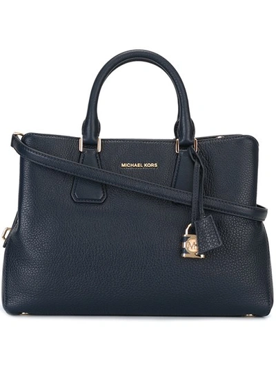 Michael Michael Kors Mercer Large Grained Leather Tote In Blue
